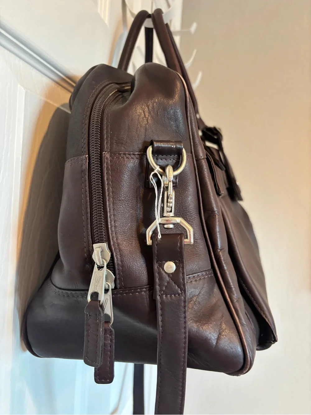 Men's Leather Weekender Duffel Bag - Brown